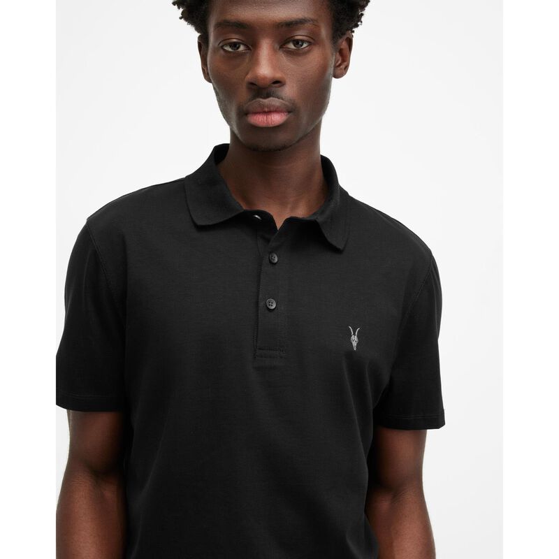 AllSaints Reid Slim Fit Ramskull Polo Shirt image number 2